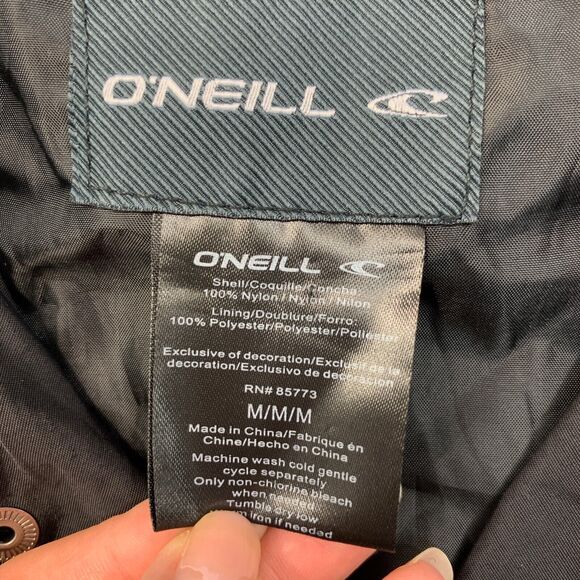 O'neill Jacket Boys M Medium Black Snap Button Lightweight Water Resistant Nylon - Picture 6 of 12